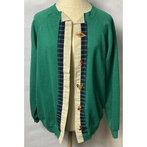 Vintage Hanes Sport Women Cardigan With Wood Characters Buttons Size L